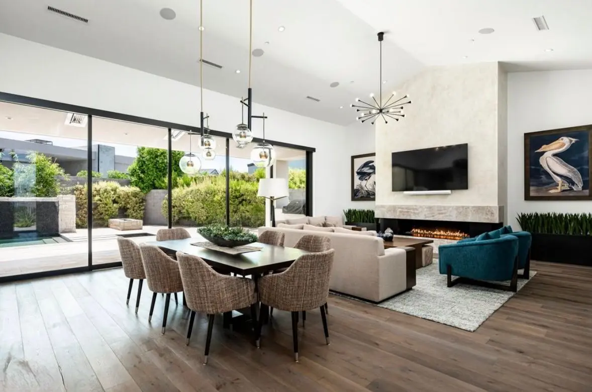 Great room: open-concept living and dining with indoor-outdoor flow